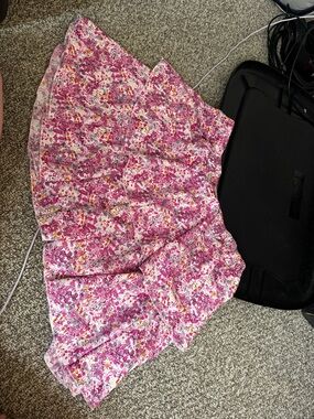 SHEIN Pink Floral Tiered Skater Skirt